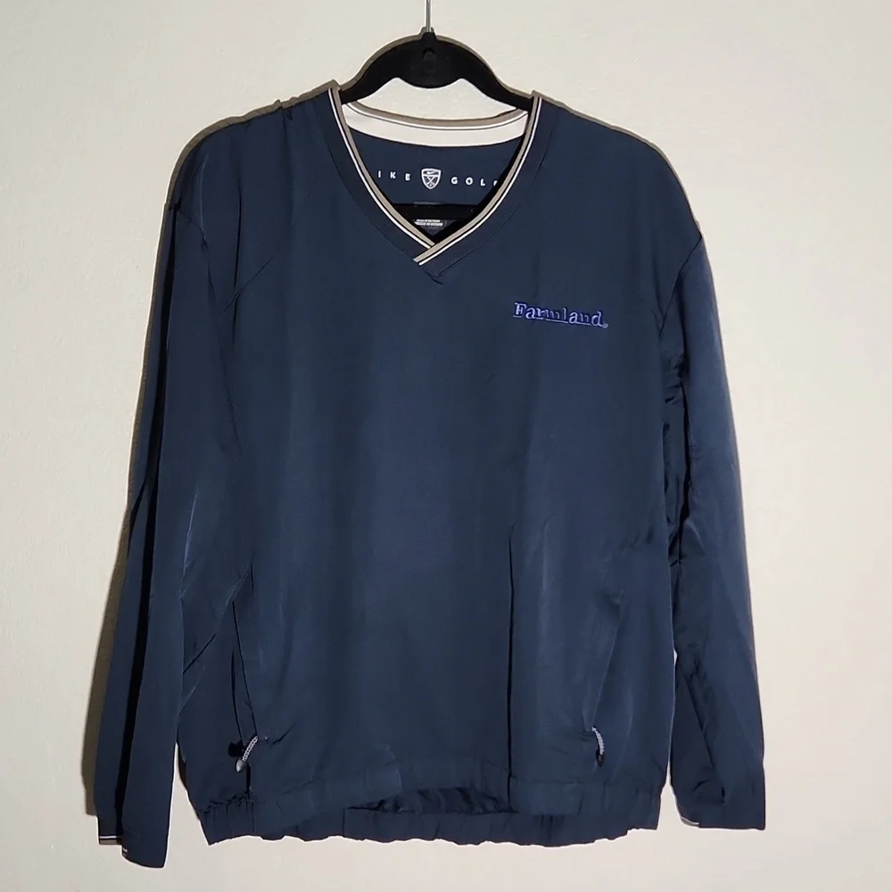 Nike Golf Mens Shirt Size M Windbreaker Pull Over Long Sleeve Zippered Blue